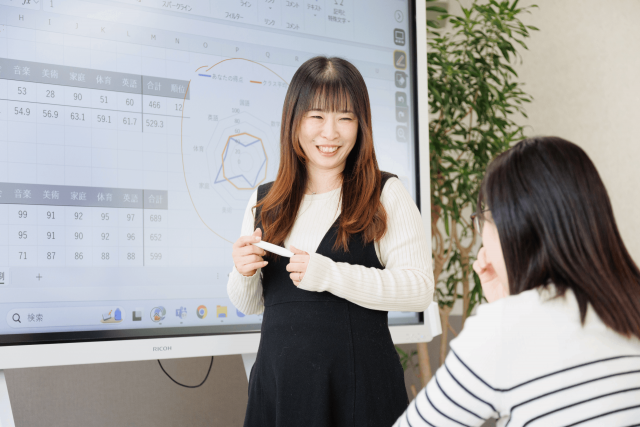 国際ビジネス公務員大学校の教員高橋幸代さんが授業をしている様子